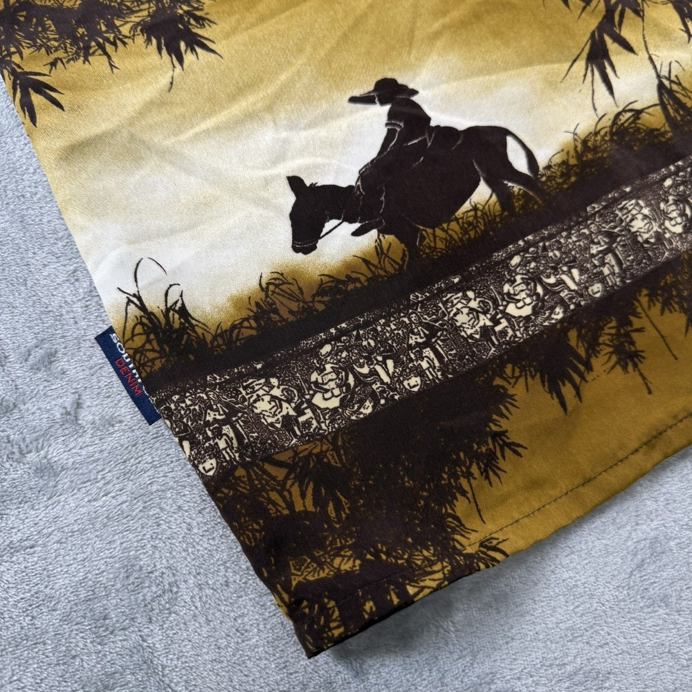 Southpole Men's XXL Hawaiian‎ Safari Y2K Mule SS Western Button Down Show - Picture 5 of 9